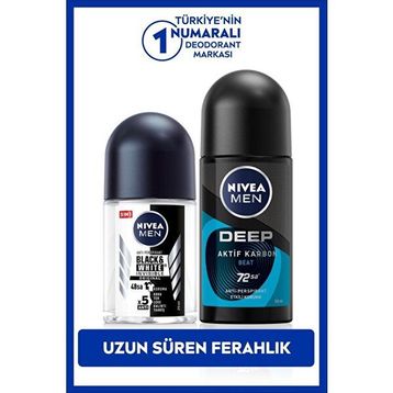 Nivea Men Deep Dimension Beat 50 ml +25 ml Mini Erkek Deodorant Roll-On