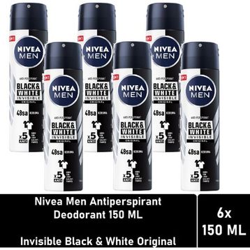 Nivea Men Erkek Black & White Invisible Original 48 Saat Anti-Perspirant Koruma 150 ml 6'lı Sprey Deodorant