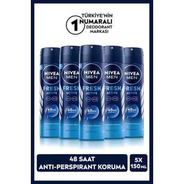 Nivea Men Fresh Active 5x150 ml Erkek Sprey Deodorant