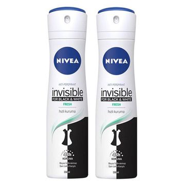 Nivea Men Invisible Black White Fresh 2x150 ML Sprey Deodorant