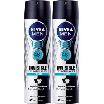 Nivea Men Invisible Black White Fresh 2x150 ML Sprey Deodorant