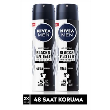 Nivea Men Invisible Black & White Original 48 Saat Anti-Perspirant Koruma 150 ml 2'li Erkek Deodorant Sprey