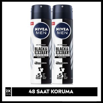 Nivea Men Invisible Black & White Original 48 Saat Anti-Perspirant Koruma 150 ml 2'li Erkek Deodorant Sprey