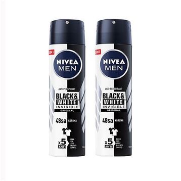 Nivea Men Invisible Black & White Original 48 Saat Anti-Perspirant Koruma 150 ml 2'li Erkek Deodorant Sprey