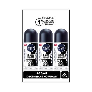 Nivea Men Invisible Black&White 3x50 ml Erkek Roll-On Deodorant