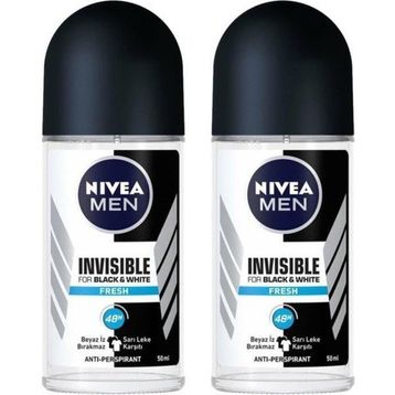 Nivea Men Invisible Black&White Fresh 2x50 ml Erkek Roll-On Deodorant