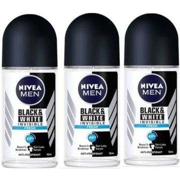 Nivea Men Invisible Black&White Fresh 3x50 ml Erkek Roll-On Deodorant