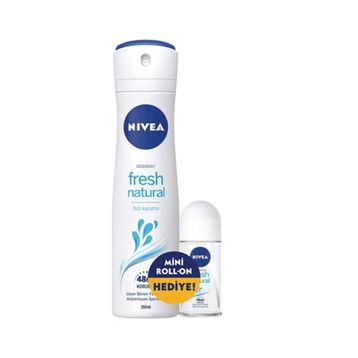 Nivea Pearl & Beauty 150 ml Kadın Sprey Deodorant ve Fresh Natural 25 ml Ter Koruması Mini Roll-On