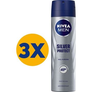 Nivea Silver Protect Erkek 3x150 ML Sprey Deodorant