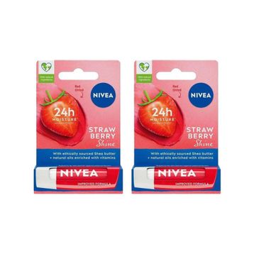 Nivea Straw Berry Shine 2x4.8 gr Çilek Aromalı Dudak Bakım Kremi