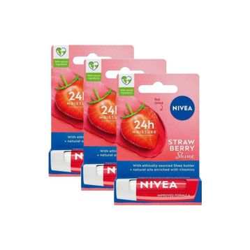 Nivea Straw Berry Shine 3x4.8 gr Çilek Aromalı Dudak Bakım Kremi