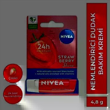 Nivea Straw Berry Shine 4.8 gr Çilek Aromalı Dudak Bakım Kremi