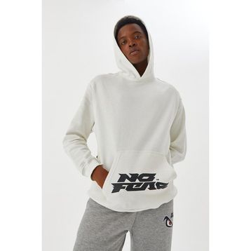 No Fear M500218 Beyaz Kapüşonlu Erkek Sweatshirt