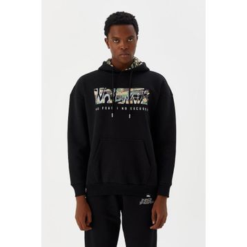 No Fear M500225 Siyah Kapüşonlu Erkek Sweatshirt