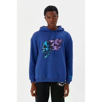 No Fear M500229 Mavi Kapüşonlu Erkek Sweatshirt