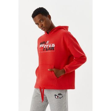 No Fear M500243 Kırmızı Kapüşonlu Erkek Sweatshirt