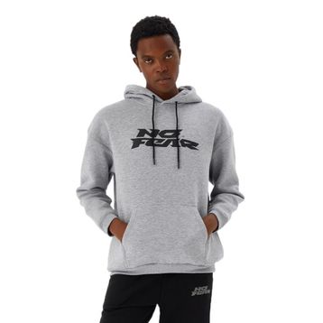 No Fear M500271 Gri Melanj Kapüşonlu Erkek Sweatshirt