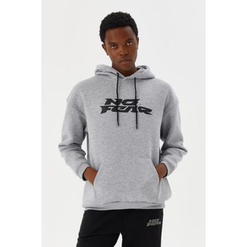 No Fear M500271 Gri Melanj Kapüşonlu Erkek Sweatshirt