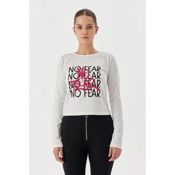 No Fear W500199 Beyaz Uzun Kollu Kadın T-shirt