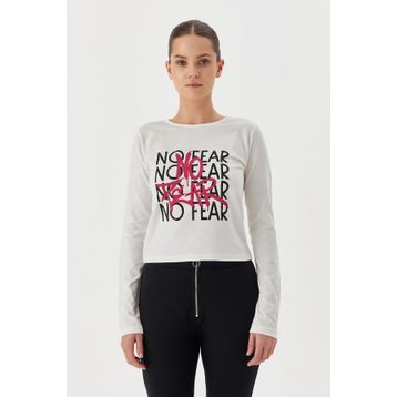 No Fear W500199 Beyaz Uzun Kollu Kadın T-shirt