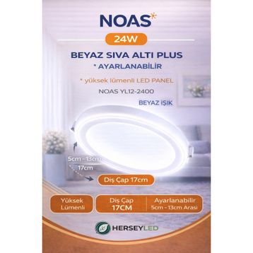 Noas YL12-2400 24W 6500K Beyaz Plus Sıva Altı Yuvarlak Ayarlanabilir Led Panel