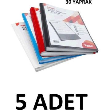 Noki 5 Adet 30 Yaprak Karışık Renk Cepli Sunum Dosyası