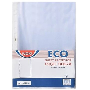 Noki Eco A4 Beyaz Kenarlı Delikli Ekoomik Gömlek Föy 10 Paket Poşet Dosya