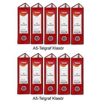 Noki Telgraf Plastik A5 Kırmızı 10 Adet Klasör