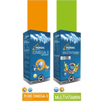Nordic Bork Multivitamin 150 ml Şurup + Pure Omega-3 150 ml Şurup Balık Yağı