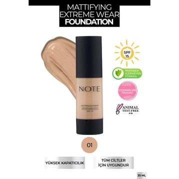 Note Mattifying Extreme Wear 01 Beige Fondöten