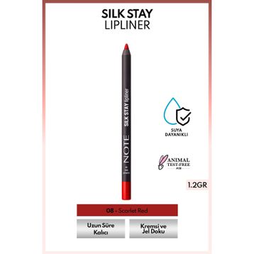 Note Silk Stay Lipliner 08 Scarlet Red Suya Dayanıklı İpeksi Dudak Kalemi