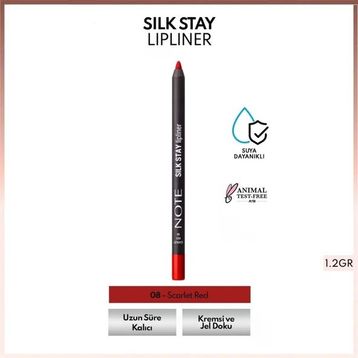 Note Silk Stay Lipliner 08 Scarlet Red Suya Dayanıklı İpeksi Dudak Kalemi