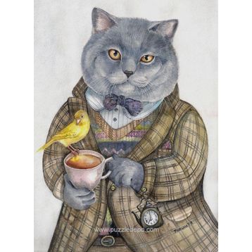 Nova İngiliz Beyefendisi Akşam Çayı 1000 Parça Kedi Puzzle
