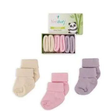 Novibaby Bambu Trendy 0-6 Ay 3'lü Yenidoğan Bebek Çorabı