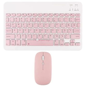 Novstrap Apple iPad Air 4/5. Nesil 10.9 inç Uyumlu Pembe Bluetooth Klavye-Mouse