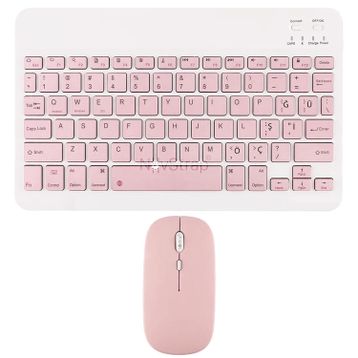 Novstrap Apple iPad Air 4/5. Nesil 10.9 inç Uyumlu Pembe Bluetooth Klavye-Mouse