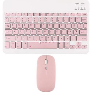 Novstrap Apple iPad Air 4/5. Nesil 10.9 inç Uyumlu Pembe Bluetooth Klavye-Mouse