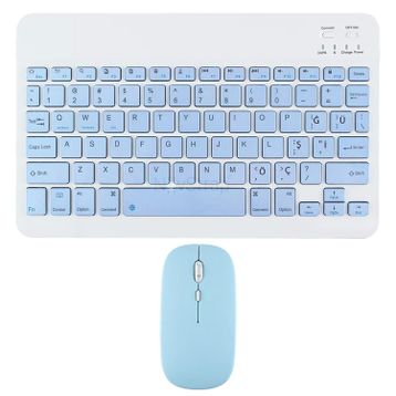 Novstrap Apple iPad Mini 2 3 4 5 6 7 Uyumlu Üretilmiş Mavi Bluetooth Klavye-Mouse