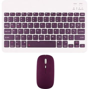 Novstrap Apple iPad Mini 2 3 4 5 6 7 Uyumlu Üretilmiş Mürdüm Bluetooth Klavye-Mouse