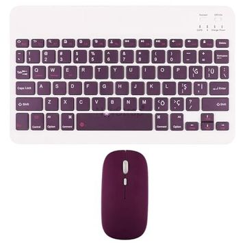 Novstrap Samsung Galaxy Tab A9 Plus/A9 X200 T500 T290 T220 Uyumlu Mürdüm Bluetooth Klavye-Mouse