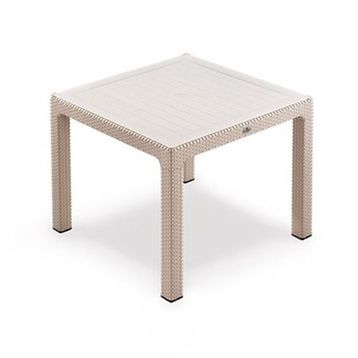 Novussi Classi 90x90 cm Açık Kahverengi Rattan Efektli Camlı Masa Takım