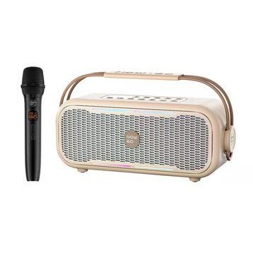 NowGo C2 60W Bej Mikrofonlu Bluetooth Hoparlör RGB IPX4 Taşınabilir Karaoke Sistemi