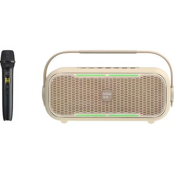 NowGo C2 60W Bej Mikrofonlu Bluetooth Hoparlör RGB IPX4 Taşınabilir Karaoke Sistemi