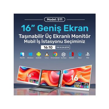 NPO NPM11 16 inç Taşınabilir 2'Li Monitör