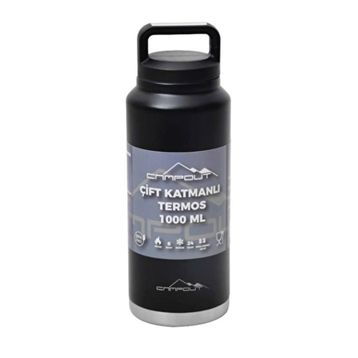 Nurgaz Campout Çift Katmanlı Siyah 1000 ml Termos