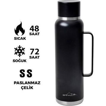 Nurgaz Campout Çift Katmanlı Siyah 1500 ml Termos