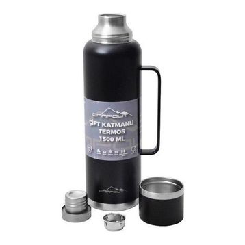 Nurgaz Campout Çift Katmanlı Siyah 1500 ml Termos