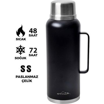 Nurgaz Campout Çift Katmanlı Siyah 2600 ML Termos