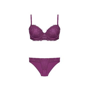 Nurteks 4487 Balenli Dantelli Destekli Push-up Mor Sütyen Takım
