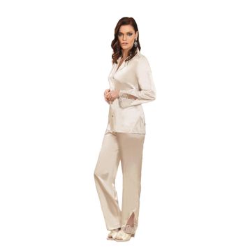 Nurteks 5689 Ekru Saten Pijama Takım